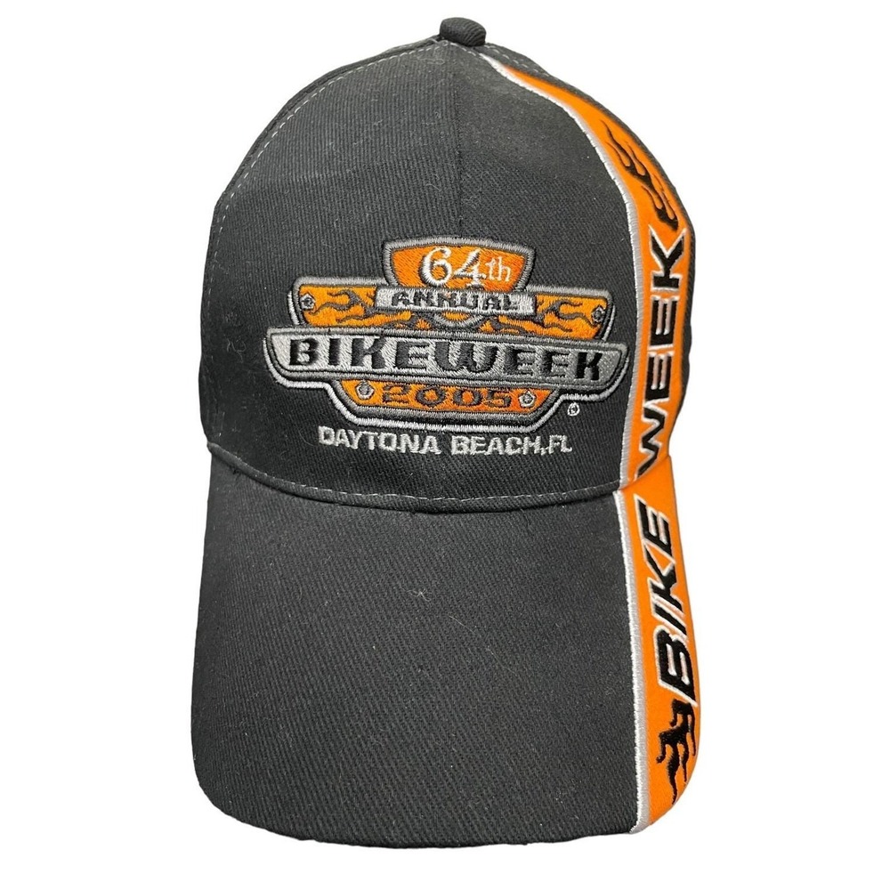 Beach Club Promotions 2005 Daytona Beach Bike Week 64th Annual Hat Black Orange